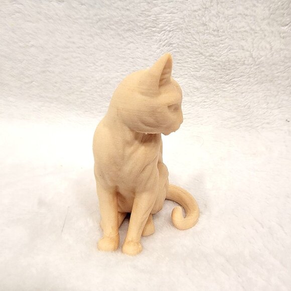 3D Printed Cat Figurine Wooden Creatures - Picture 2 of 3